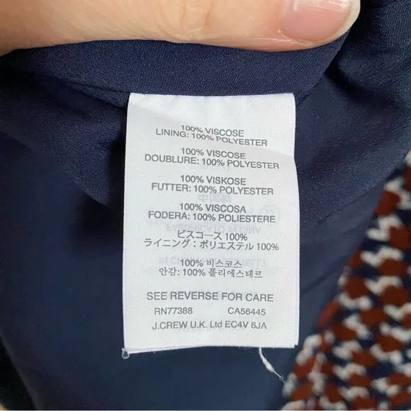 J. Crew Navy/Maroon Lined Geometric Contrast Sleeveless Pockets Dress 2 - Picture 8 of 10